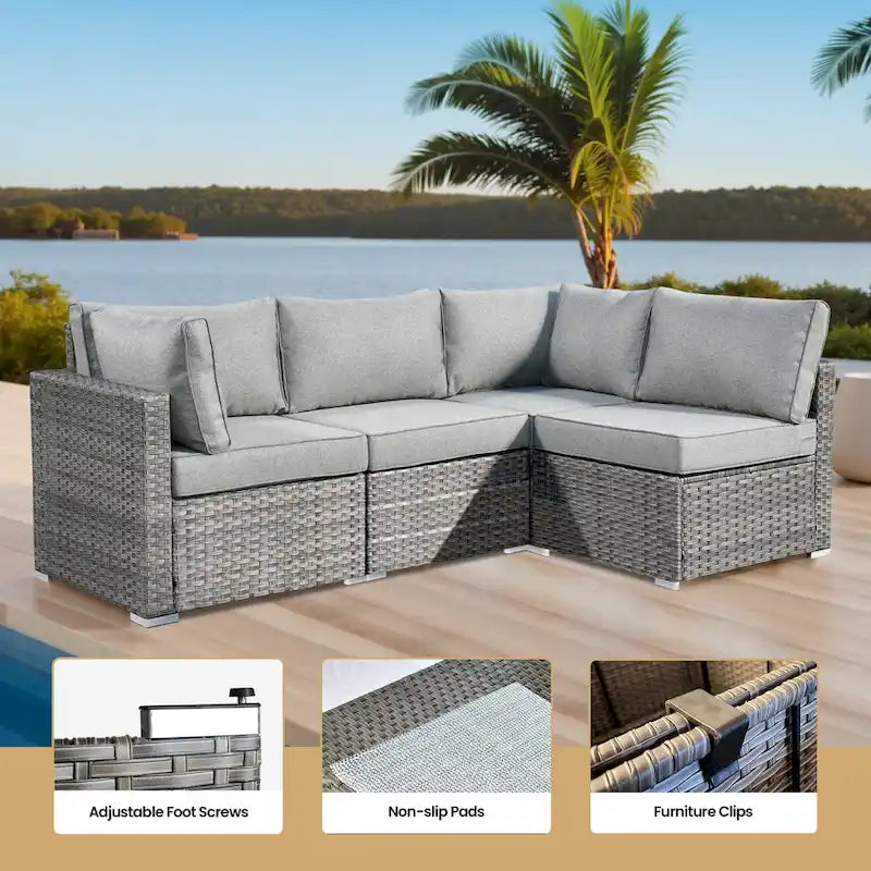 XIZZI 8-piece Outdoor Patio Furniture Sectional Set with Fire Pit Table