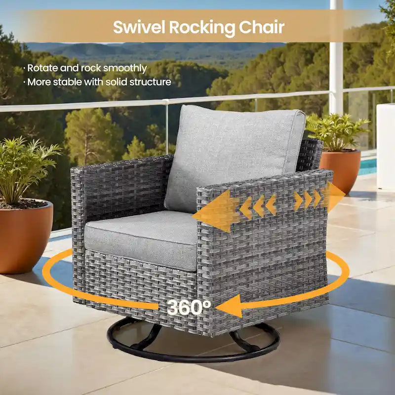 XIZZI 8-piece Outdoor Patio Furniture Sectional Set with Fire Pit Table