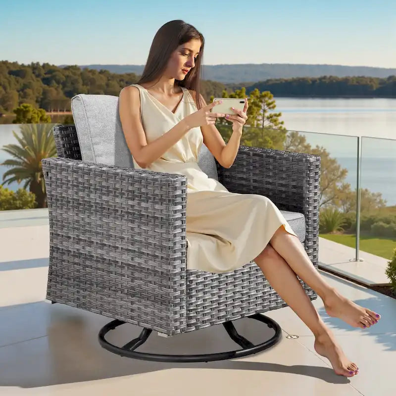 XIZZI 8-piece Outdoor Patio Furniture Sectional Set with Fire Pit Table