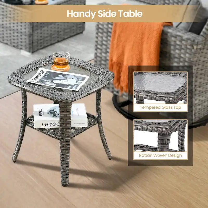 XIZZI 8-piece Outdoor Patio Furniture Sectional Set with Fire Pit Table