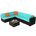 Karlhome 7-Piece Outdoor Patio Conversation Set Wicker Sectional Sofa Set