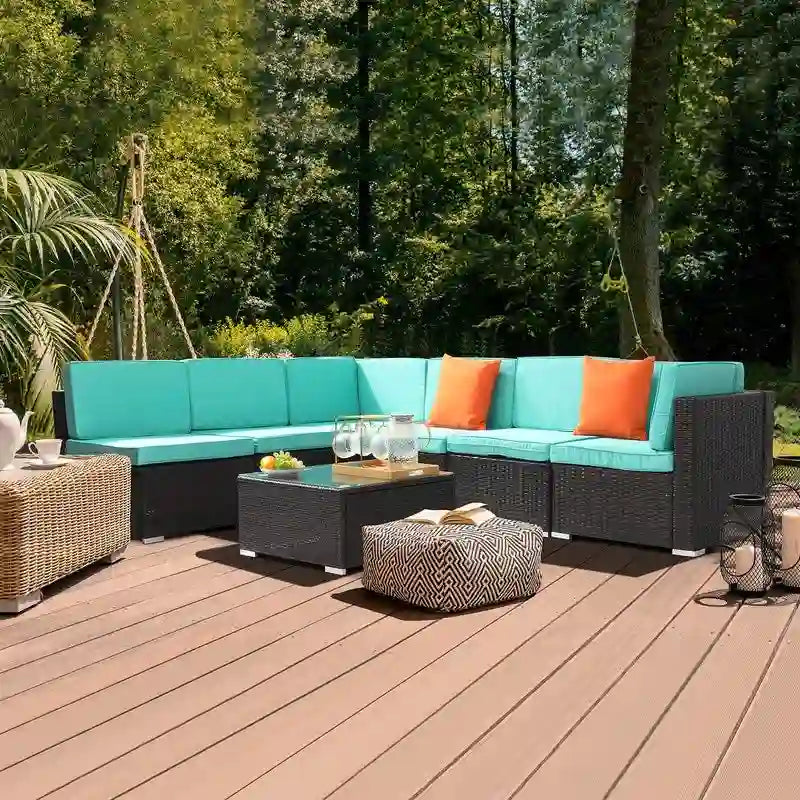 Karlhome 7-Piece Outdoor Patio Conversation Set Wicker Sectional Sofa Set