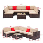 Karlhome 7-Piece Outdoor Patio Conversation Set Wicker Sectional Sofa Set