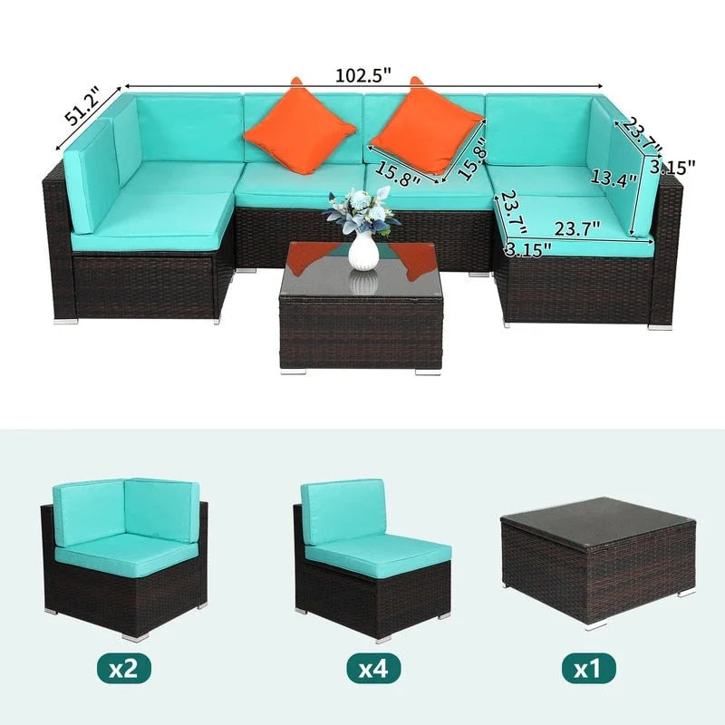 Karlhome 7-Piece Outdoor Patio Conversation Set Wicker Sectional Sofa Set
