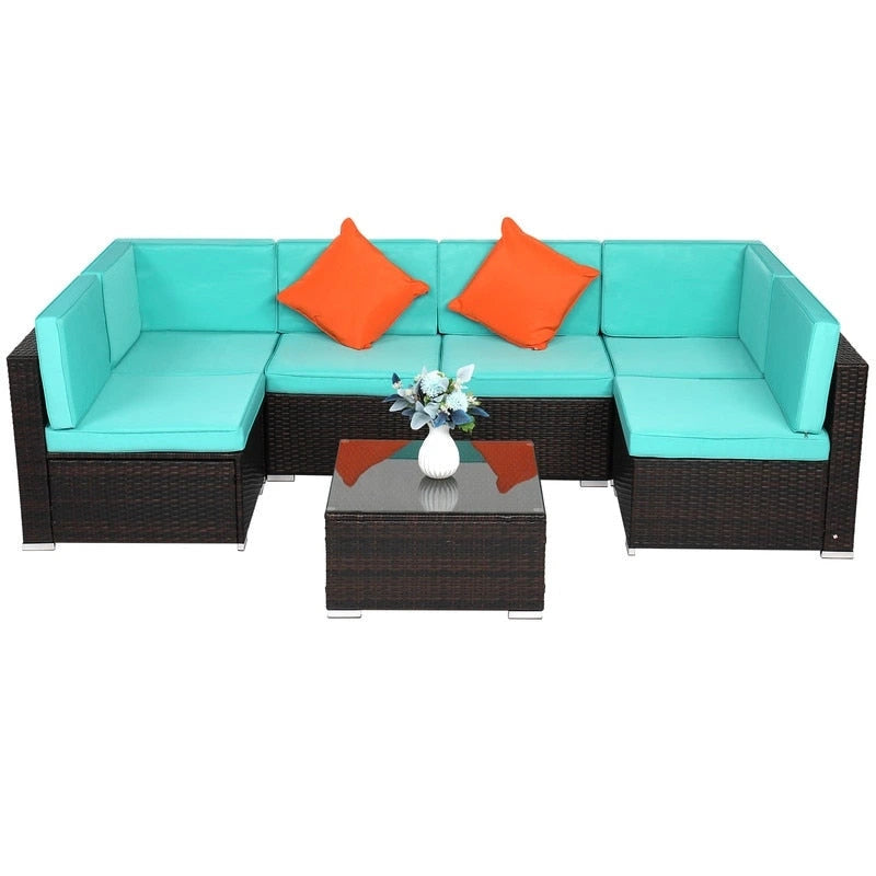 Karlhome 7-Piece Outdoor Patio Conversation Set Wicker Sectional Sofa Set