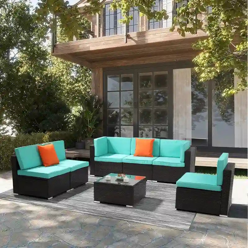 Karlhome 7-Piece Outdoor Patio Conversation Set Wicker Sectional Sofa Set