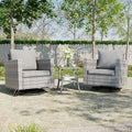 BONOSUKI 3Pcs Patio Swivel Rocking Sofa Set Brown Grey w/Glass Table