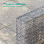 BONOSUKI 3Pcs Patio Swivel Rocking Sofa Set Brown Grey w/Glass Table