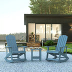 Set of 2 Poly Resin Adirondack Rocking Chairs with 1 Side Table