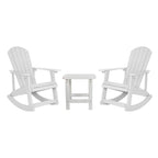 Set of 2 Poly Resin Adirondack Rocking Chairs with 1 Side Table