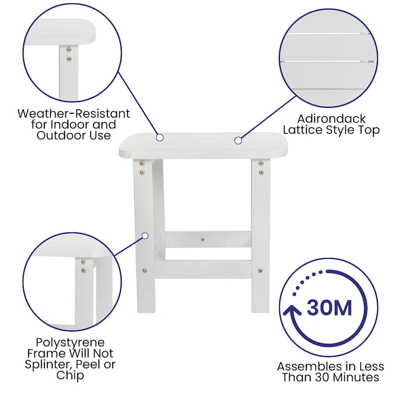 Set of 2 Poly Resin Adirondack Rocking Chairs with 1 Side Table