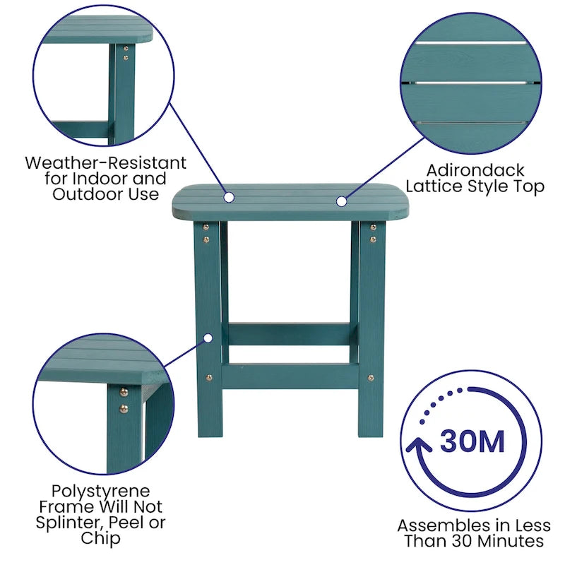 Set of 2 Poly Resin Adirondack Rocking Chairs with 1 Side Table