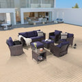 BONOSUKI 8Pcs Patio Conversation Swivel Rocking Sofa Set Brown Rattan