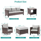 BONOSUKI 8Pcs Patio Conversation Swivel Rocking Sofa Set Brown Rattan