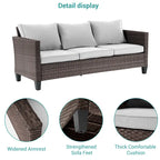 BONOSUKI 8Pcs Patio Conversation Swivel Rocking Sofa Set Brown Rattan