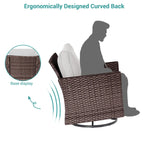 BONOSUKI 8Pcs Patio Conversation Swivel Rocking Sofa Set Brown Rattan