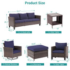 BONOSUKI 8Pcs Patio Conversation Swivel Rocking Sofa Set Brown Rattan