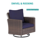 BONOSUKI 8Pcs Patio Conversation Swivel Rocking Sofa Set Brown Rattan