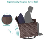 BONOSUKI 8Pcs Patio Conversation Swivel Rocking Sofa Set Brown Rattan