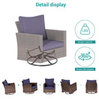 BONOSUKI 8Pcs Patio Conversation Swivel Rocking Sofa Set Brown Rattan