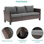 BONOSUKI 8Pcs Patio Conversation Swivel Rocking Sofa Set Brown Rattan