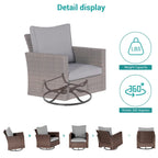BONOSUKI 8Pcs Patio Conversation Swivel Rocking Sofa Set Brown Rattan