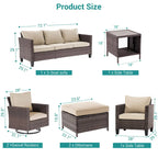 BONOSUKI 8Pcs Patio Conversation Swivel Rocking Sofa Set Brown Rattan