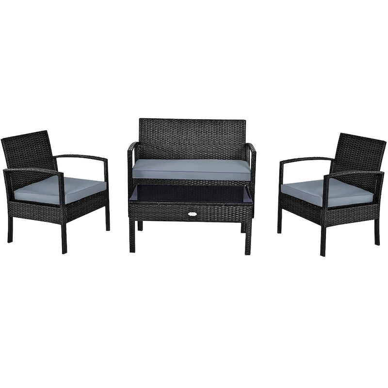 Costway 8PCS Patio Rattan Furniture Set Garden Deck - 8-Piece Sets