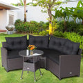 Costway 4PCS Patio Rattan Furniture Set Cushioned Sofa Glass Table - 49.5  x 23  x 29