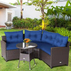 Costway 4PCS Patio Rattan Furniture Set Cushioned Sofa Glass Table - 49.5  x 23  x 29
