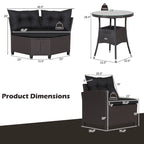 Costway 4PCS Patio Rattan Furniture Set Cushioned Sofa Glass Table - 49.5  x 23  x 29