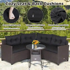 Costway 4PCS Patio Rattan Furniture Set Cushioned Sofa Glass Table - 49.5  x 23  x 29