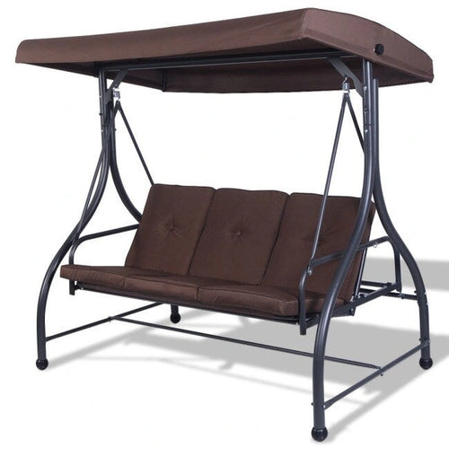 3 Seats Converting Outdoor Swing Canopy Hammock with Adjustable Tilt Canopy - 73  x 44  x 68  (L x W x H)