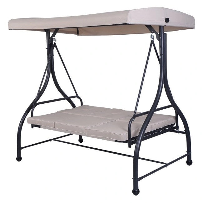 3 Seats Converting Outdoor Swing Canopy Hammock with Adjustable Tilt Canopy - 73  x 44  x 68  (L x W x H)