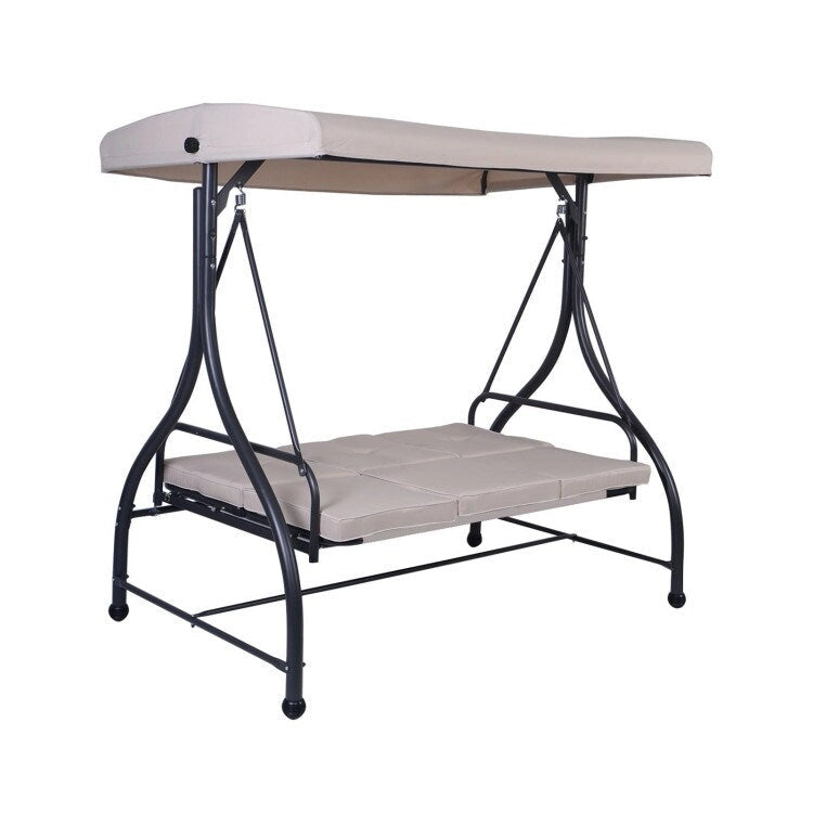 3 Seats Converting Outdoor Swing Canopy Hammock with Adjustable Tilt Canopy - 73  x 44  x 68  (L x W x H)