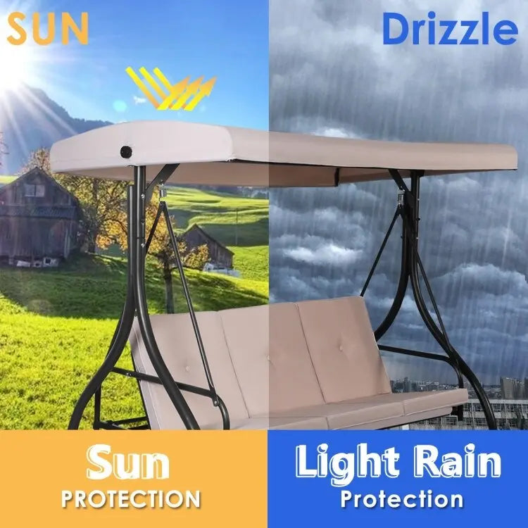 3 Seats Converting Outdoor Swing Canopy Hammock with Adjustable Tilt Canopy - 73  x 44  x 68  (L x W x H)