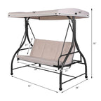 3 Seats Converting Outdoor Swing Canopy Hammock with Adjustable Tilt Canopy - 73  x 44  x 68  (L x W x H)