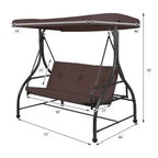 3 Seats Converting Outdoor Swing Canopy Hammock with Adjustable Tilt Canopy - 73  x 44  x 68  (L x W x H)