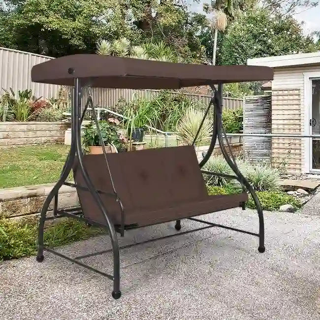 3 Seats Converting Outdoor Swing Canopy Hammock with Adjustable Tilt Canopy - 73  x 44  x 68  (L x W x H)