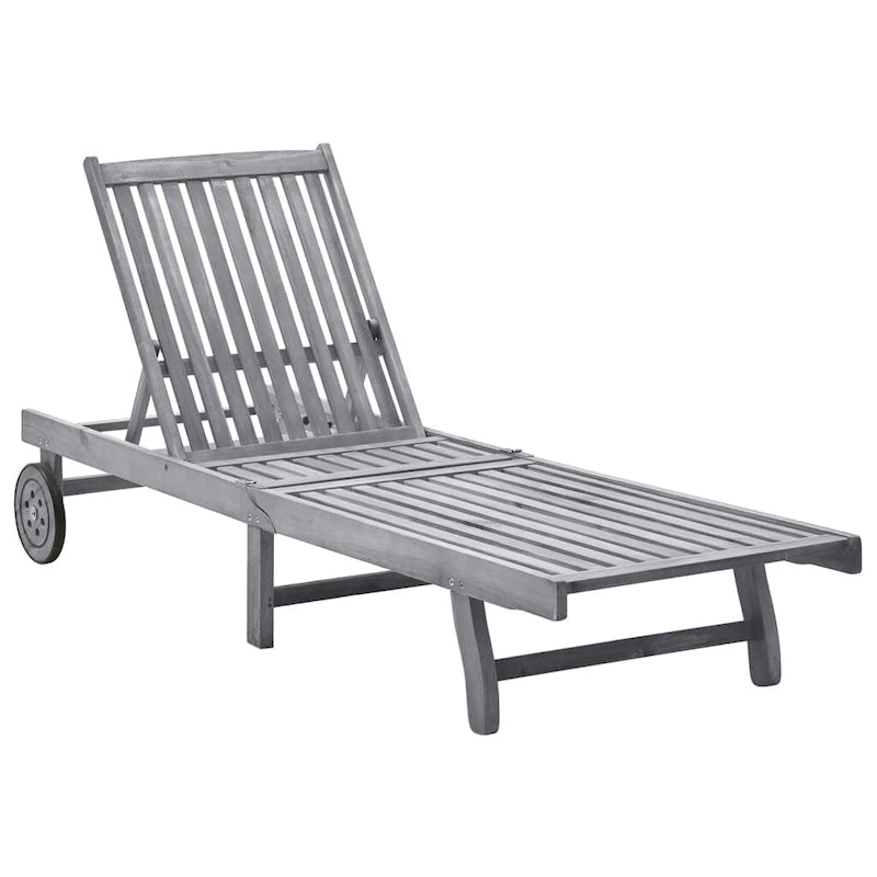 vidaXL Patio Lounge Chair Outdoor Sunbed Poolside Sunlounger Solid Wood Acacia - 78.3  x 23.2 /24.8  x 11.8 /24.4 /29.9 /33.5