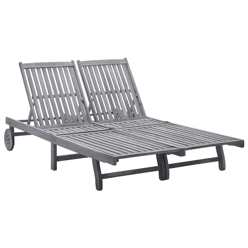 vidaXL Patio Lounge Chair Outdoor Sunbed Poolside Sunlounger Solid Wood Acacia - 78.3  x 23.2 /24.8  x 11.8 /24.4 /29.9 /33.5