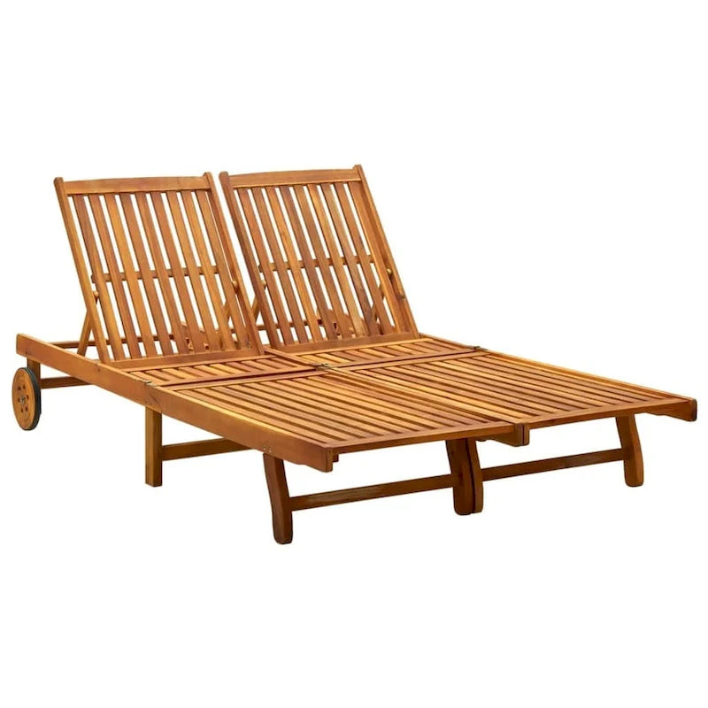 vidaXL Patio Lounge Chair Outdoor Sunbed Poolside Sunlounger Solid Wood Acacia - 78.3  x 23.2 /24.8  x 11.8 /24.4 /29.9 /33.5 