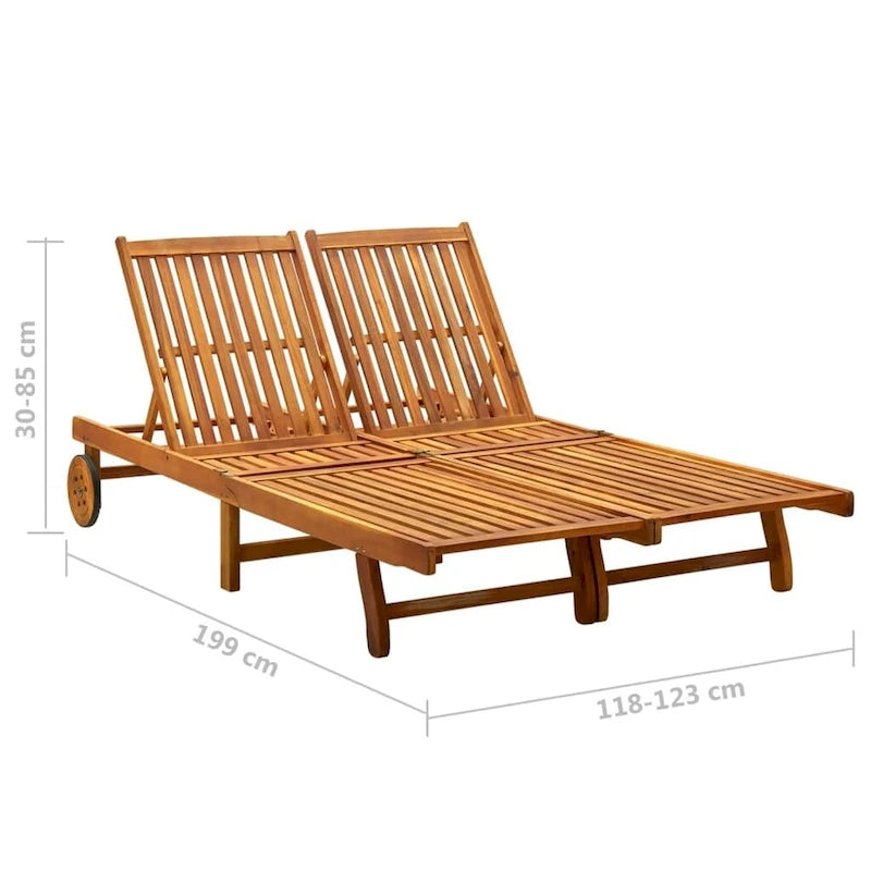 vidaXL Patio Lounge Chair Outdoor Sunbed Poolside Sunlounger Solid Wood Acacia - 78.3  x 23.2 /24.8  x 11.8 /24.4 /29.9 /33.5