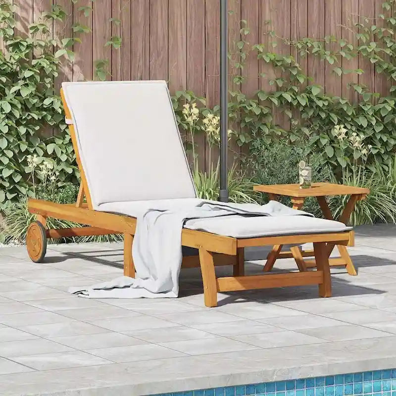 vidaXL Patio Lounge Chair Outdoor Sunbed Poolside Sunlounger Solid Wood Acacia - 78.3  x 23.2 /24.8  x 11.8 /24.4 /29.9 /33.5