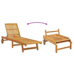 vidaXL Patio Lounge Chair Outdoor Sunbed Poolside Sunlounger Solid Wood Acacia - 78.3  x 23.2 /24.8  x 11.8 /24.4 /29.9 /33.5