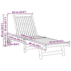vidaXL Patio Lounge Chair Outdoor Sunbed Poolside Sunlounger Solid Wood Acacia - 78.3  x 23.2 /24.8  x 11.8 /24.4 /29.9 /33.5