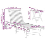 vidaXL Patio Lounge Chair Outdoor Sunbed Poolside Sunlounger Solid Wood Acacia - 78.3  x 23.2 /24.8  x 11.8 /24.4 /29.9 /33.5