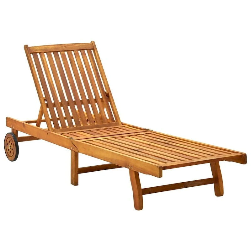 vidaXL Patio Lounge Chair Outdoor Sunbed Poolside Sunlounger Solid Wood Acacia - 78.3  x 23.2 /24.8  x 11.8 /24.4 /29.9 /33.5
