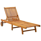 vidaXL Patio Lounge Chair Outdoor Sunbed Poolside Sunlounger Solid Wood Acacia - 78.3  x 23.2 /24.8  x 11.8 /24.4 /29.9 /33.5