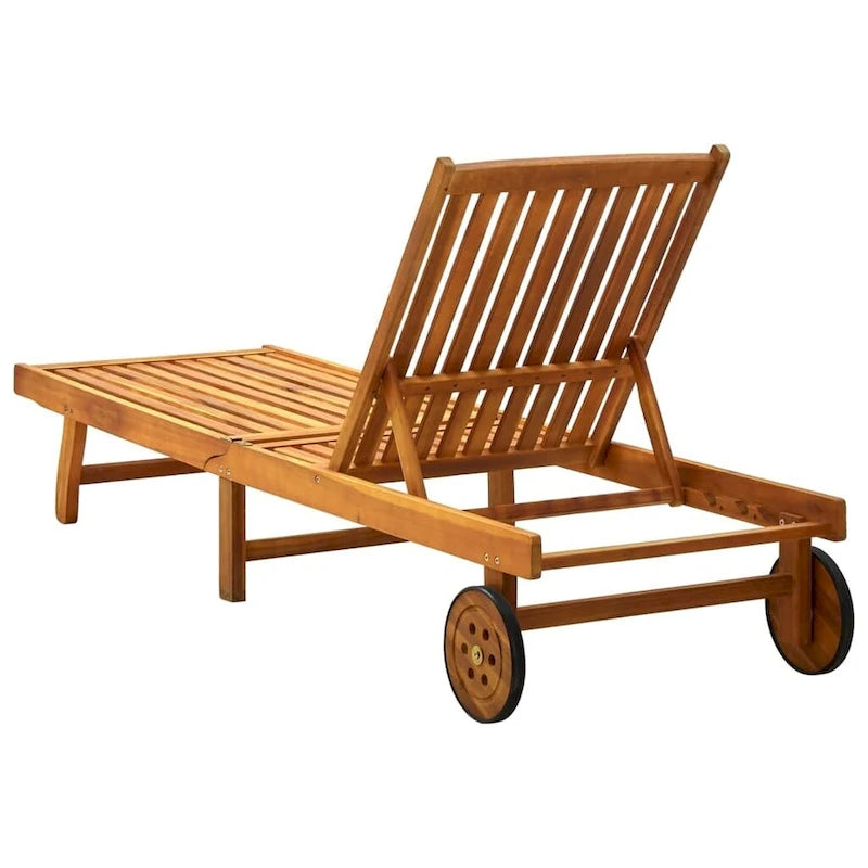 vidaXL Patio Lounge Chair Outdoor Sunbed Poolside Sunlounger Solid Wood Acacia - 78.3  x 23.2 /24.8  x 11.8 /24.4 /29.9 /33.5